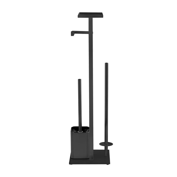 Fekete rozsdamentes acél WC-papír tartó állvány kefével Debar – Wenko-image-4
