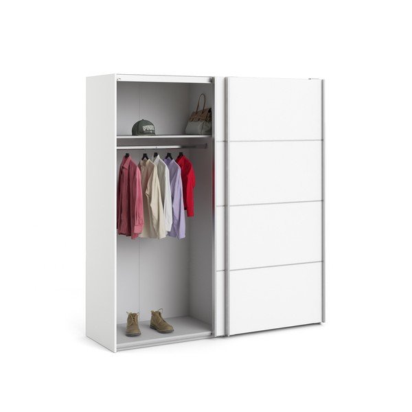 Verona fehér ruhásszekrény tolóajtókkal, 182 x 202 cm - Tvilum-image-4
