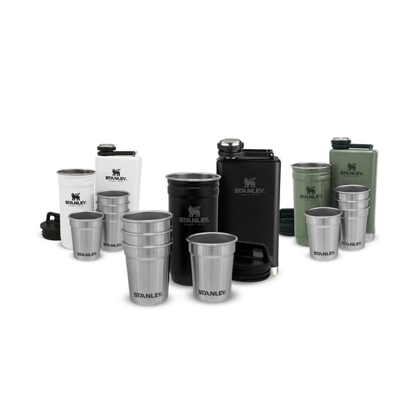 Fekete rozsdamentes acél laposüveg és röviditalos pohár készlet 6 db-os 250 ml Adventure Black – Stanley-image-3
