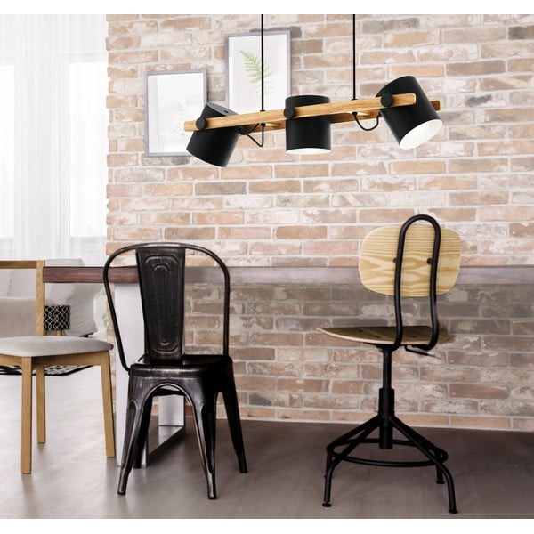 Fekete-natúr színű függőlámpa fém búrával HORNWOOD – EGLO-image-2