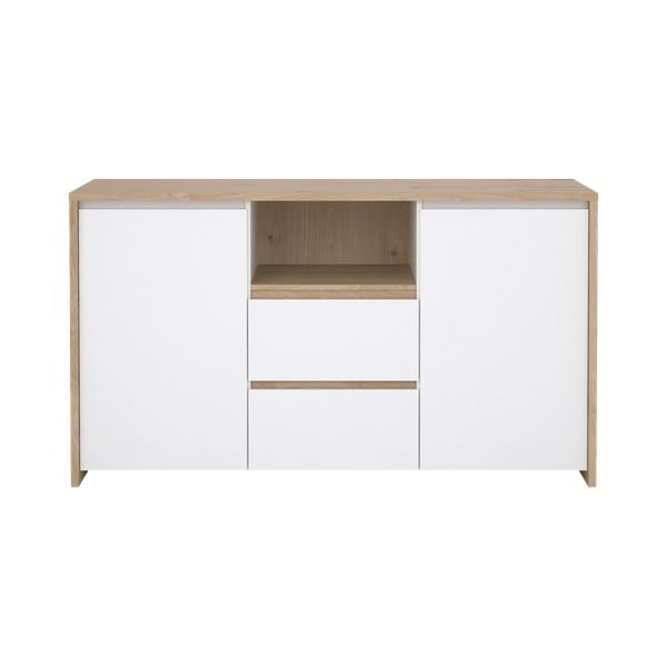 Fehér-natúr színű komód tölgyfa dekorral 149x84x48 cm Next – Tvilum