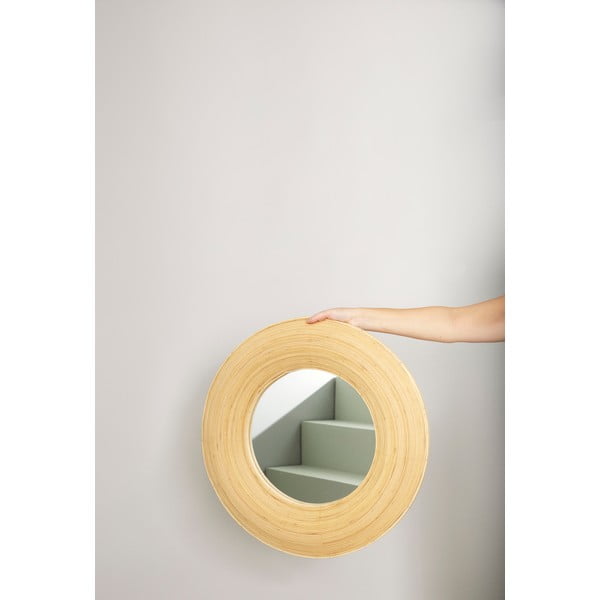 Fali tükör bambusz kerettel ø 60 cm Blush – Hübsch-image-2