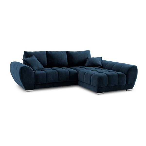Nuage királykék kinyitható sarokkanapé bársony kárpittal, jobb oldali - Windsor & Co Sofas-image-2