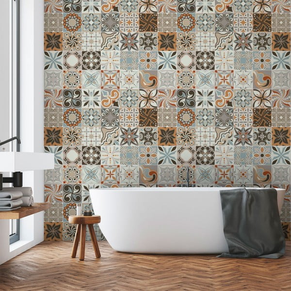 Wall Decal Cement Tiles Bali 30 db-os falmatrica szett, 15 x 15 cm - Ambiance-image-1