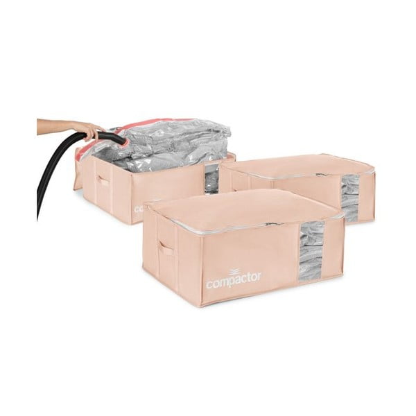 Vákuumos műanyag ruhatároló doboz szett 3 db-os 65x45x27 cm Pink Edition – Compactor-image-1