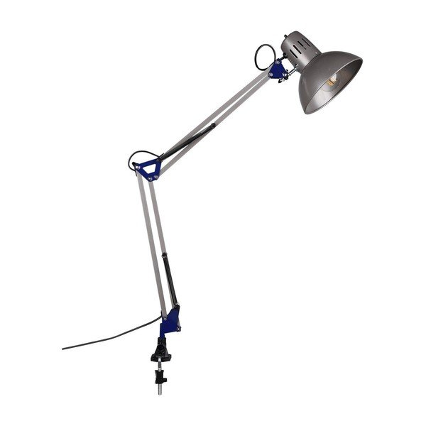 Ezüstszínű asztali lámpa hajlítható szerkezettel-csiptetővel (magasság 73,5 cm) Tajo – Trio