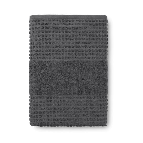Sötétszürke frottír bio pamut fürdőlepedő 70x140 cm Check – JUNA