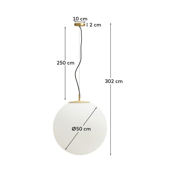 Fehér-aranyszínű függőlámpa üveg búrával ø 10 cm Brisia – Kave Home-image-4