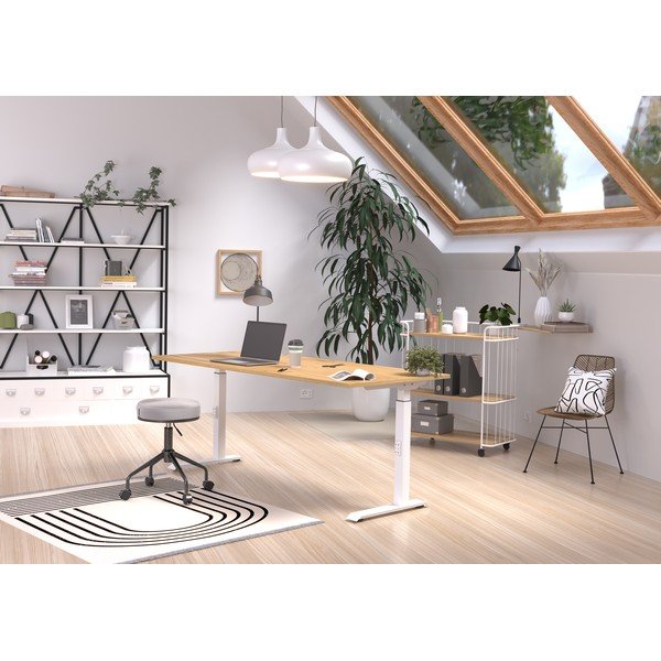 Íróasztal állítható magassággal, tölgyfa dekoros asztallappal 80x180 cm Downey – Germania-image-1