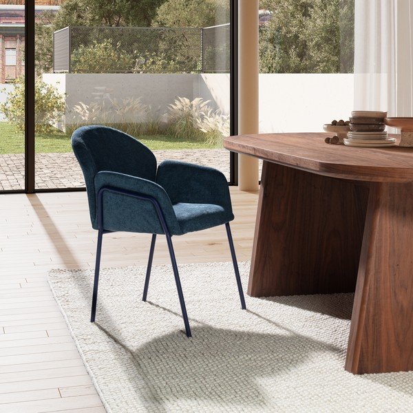 Kék kárpitozott étkezőfotel szett 2 db-os Aslin – MOME-image-2