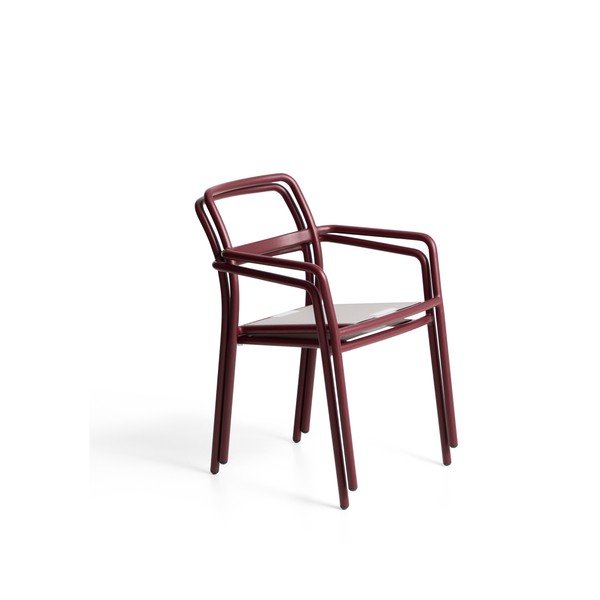 Borvörös párnázott kerti szék Linosa – Kave Home-image-4