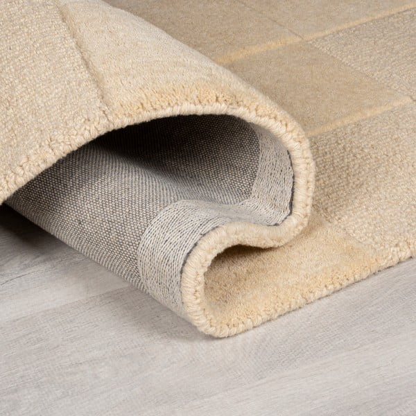 Bézs gyapjú szőnyeg 290x200 cm Checkerboard - Flair Rugs-image-2