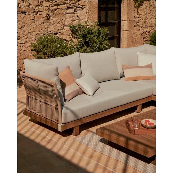 Krémszínű-natúr színű akácfa ötszemélyes kerti lounge szett Raco – Kave Home-image-3