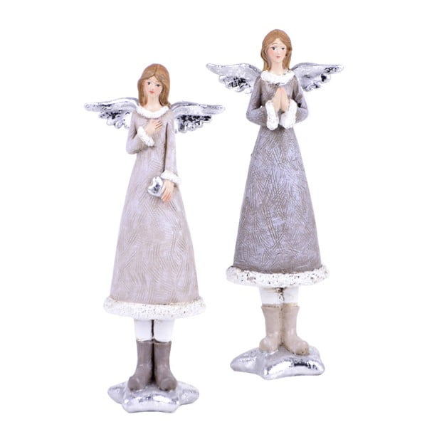 2 részes téli angyalka szett, magassága 16,5 cm - Ego Dekor