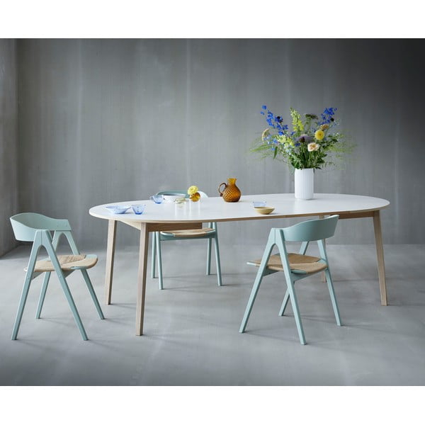 Kerek bővíthető étkezőasztal fehér asztallappal és hosszabbító asztallappal ø 130 cm Single – Hammel Furniture-image-4