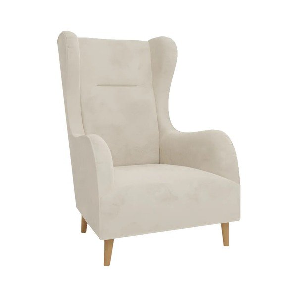 Krémszínű bársony füles fotel Carole – Ropez