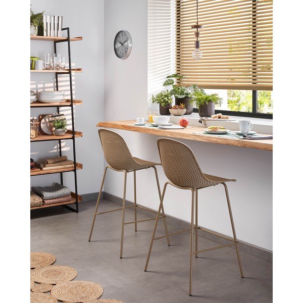 Bézs fém-műanyag kerti bárszék Quinby – Kave Home-image-4