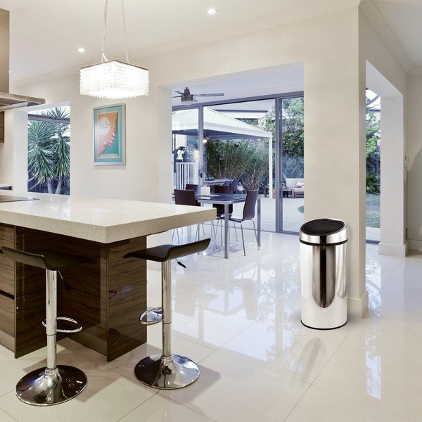 Fényes ezüstszínű acél érintésre nyíló szemetes 30 l – MSV-image-1