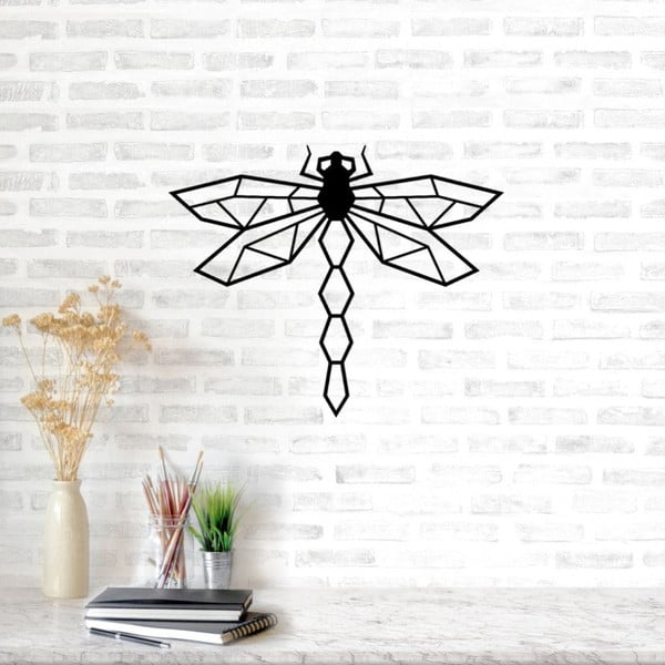 Dragonfly fekete fém fali dekoráció, 60 x 49 cm