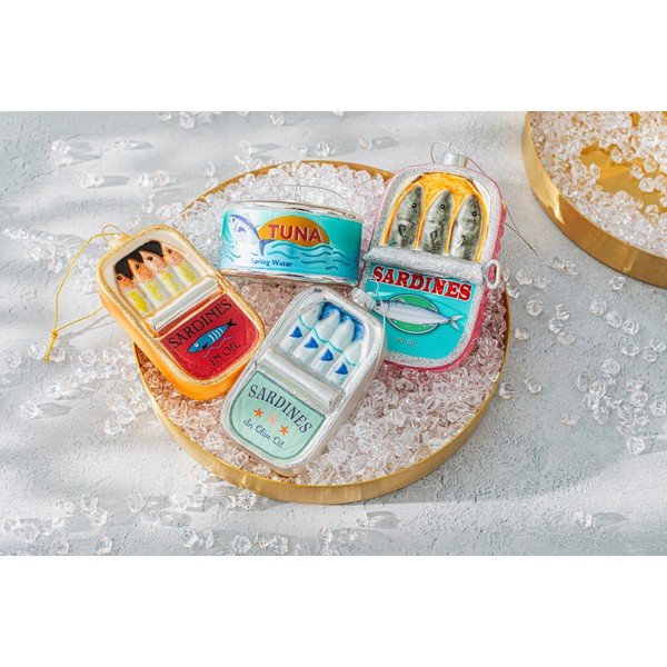 Üveg karácsonyfadísz 7 cm Can of Sardines – Sass & Belle-image-3