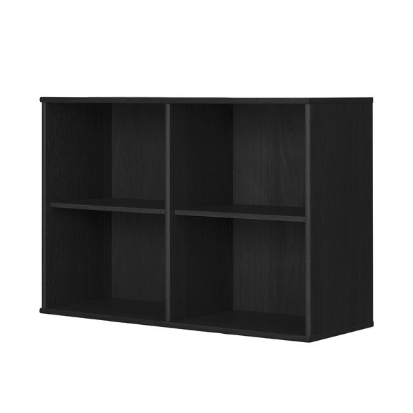 Fekete függő könyvespolc kőrisfa dekorral 89x61 cm Mistral – Hammel Furniture-image-1