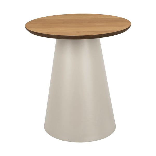 Krémszínű-natúr színű kerek dohányzóasztal tölgyfa dekoros asztallappal ø 45 cm Soli – Actona-image-3