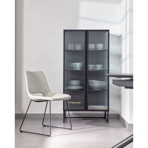 Fekete acél tálalószekrény 70x143x41 cm Trixie – Kave Home-image-1