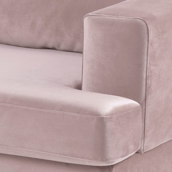 Norwich púderrózsaszín bársony kanapé, bal oldali - Actona-image-3