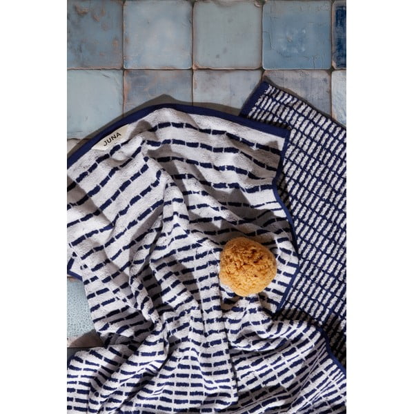 Fehér-kék frottír bambuszkeverék törölköző 50x100 cm Nuance – JUNA-image-1