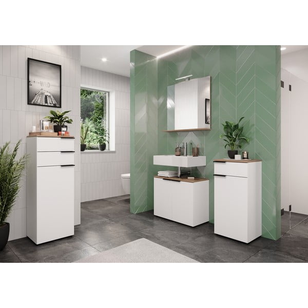 Fehér magas fürdőszoba szekrény 39x111 cm Menen – Germania-image-3