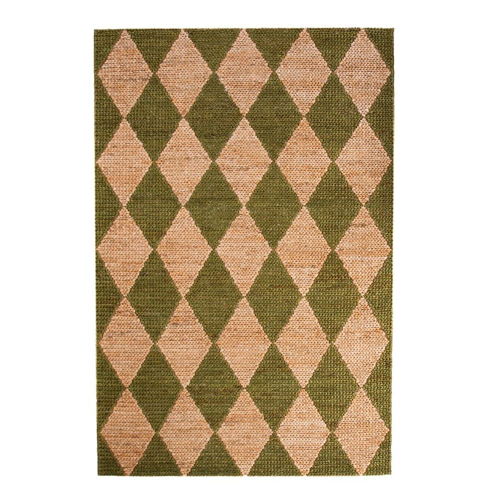Zöld-natúr színű kézi szövésű jutakeverék szőnyeg 160x230 cm Effie Diamond Flair Rugs