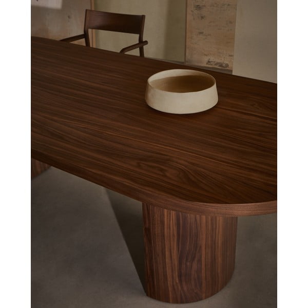 Kerek étkezőasztal diófa dekoros asztallappal 100x240 cm Nealy – Kave Home-image-2