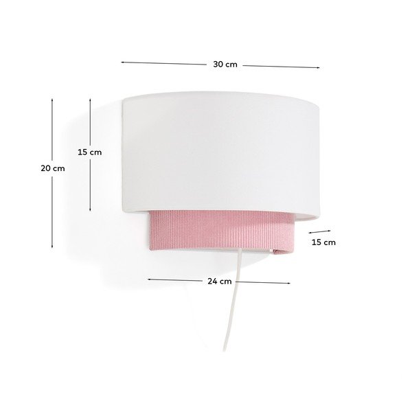 Fehér-világos rózsaszín gyerek lámpa textil búrával Bianella – Kave Home-image-4