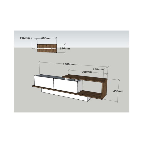 Fehér-natúr színű nappali bútor szett 180x55 cm Asos - Woody Fashion-image-1