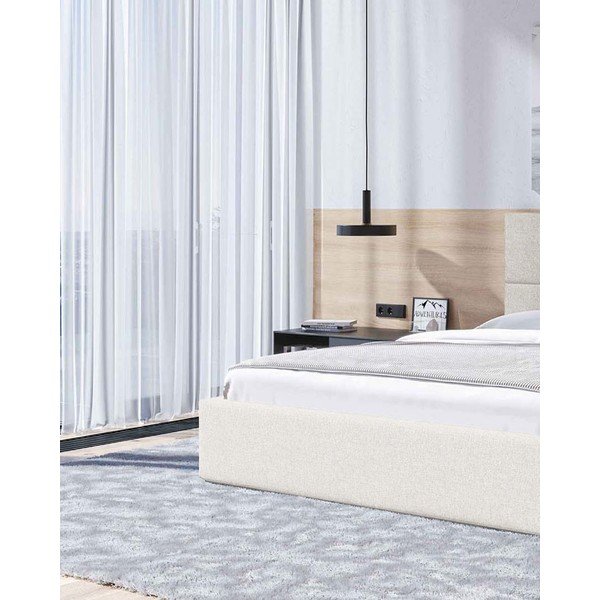 Bézs kárpitozott ágyneműtartós franciaágy ágyráccsal 140x200 cm Bufo – MESONICA-image-4