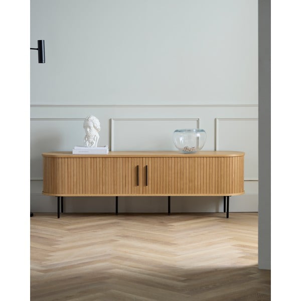 Natúr színű TV-állvány tölgyfa dekorral 56x180 cm Nola – Unique Furniture-image-1