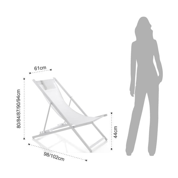 Fehér fém összecsukható kerti napozóágy Milos – Tomasucci-image-4