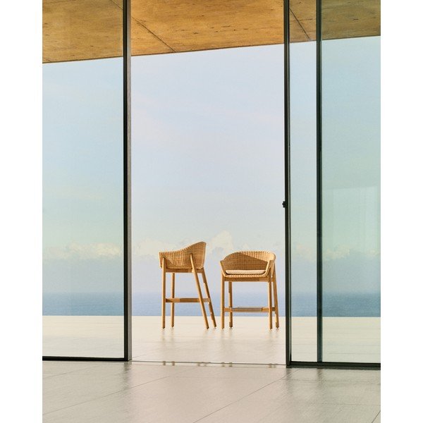 Natúr színű párnázott-rattan kerti bárszék Galea – Kave Home-image-2