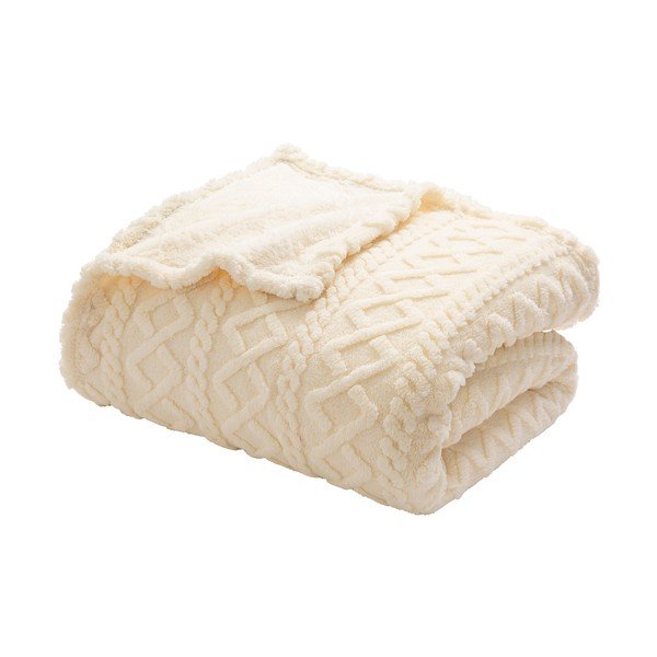 Krémszínű sherpa takaró 220x240 cm Edgar – douceur d'intérieur
