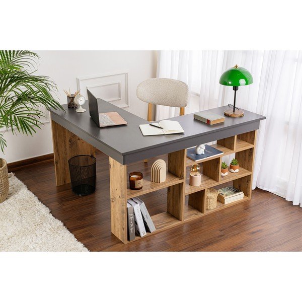 Íróasztal borovi fenyő dekorral 120x130 cm Vesper – Kalune Design-image-1