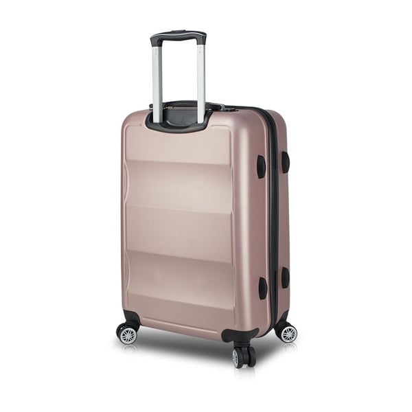 COLORS LASSO Pilot Suitcase rózsaszín görgős bőrönd USB csatlakozóval - My Valice