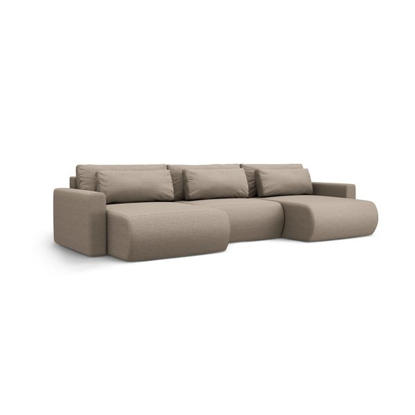 Világosbarna kinyitható tárolóhelyes  sarokkanapé (U alakú) Belfast – Cosmopolitan Design-image-4