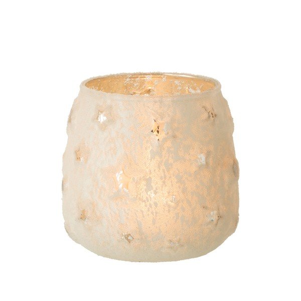 Star fehér üveg karácsonyi gyertyatartó - J-Line-image-2