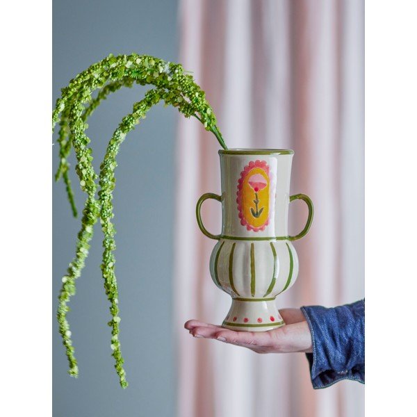 Bézs kőedény kézzel festett váza (magasság 21 cm) Odina – Bloomingville-image-1