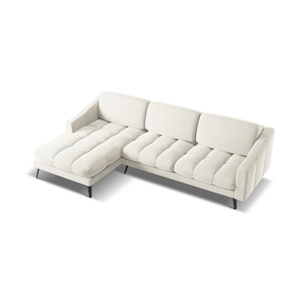 Krémszínű bársony sarokkanapé (bal oldali) Nalu – Makamii-image-3