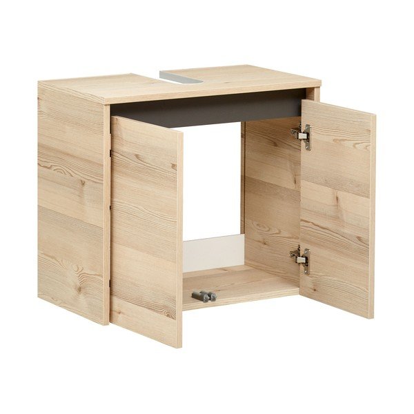 Natúr színű fali mosdó alatti szekrény borovi fenyő dekorral 53x60 cm Quickset 393 – Pelipal-image-1