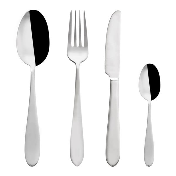 Ezüstszínű rozsdamentes acél evőeszköz készlet 24 db-os Mirror – Orion