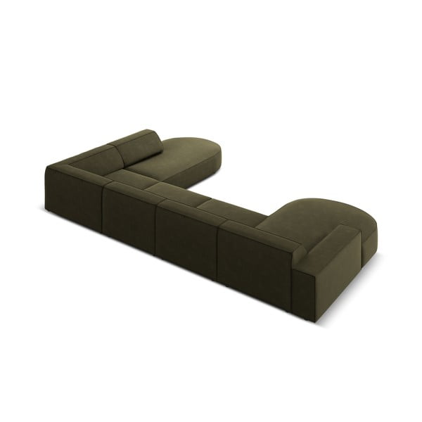 Zöld bársony sarokkanapé (jobb oldali) Jodie - Micadoni Home-image-4