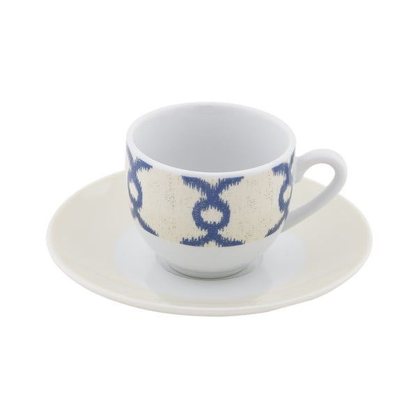 Papavero 6 db-osbézs-kék porcelán csésze és csészealj szett - Villa Altachiara