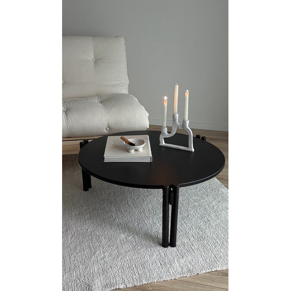 Fekete borovi fenyő kerek dohányzóasztal ø 80 cm Sticks – Karup Design-image-4